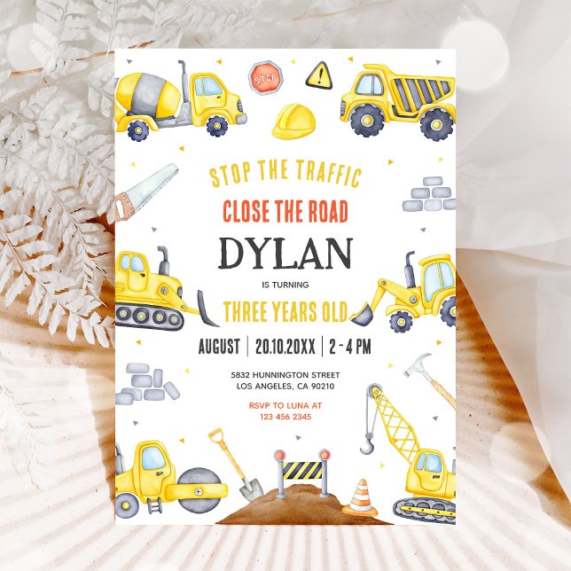 Construction Dump Truck Boy 2nd Birthday Invitation (Creator Uploaded)