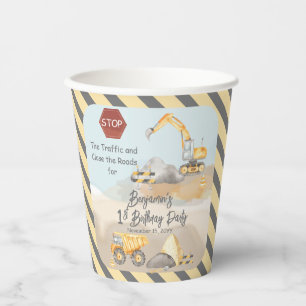 Construction Dump Truck Boy's 1st Birthday Party Paper Cups
