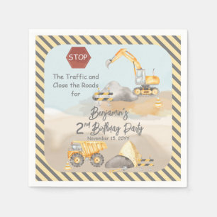 Construction Dump Truck Boy's 2nd Birthday Party Napkin