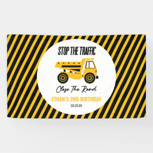 Construction Dump Truck Bulldozer Birthday Party Banner