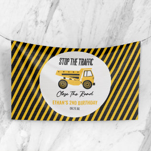 Construction Dump Truck Bulldozer Birthday Party Banner