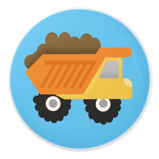 Construction Dump Truck Ceramic Knob Drawer Pull (Front)