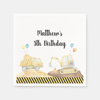 Construction Dump Truck Digger Birthday Napkin