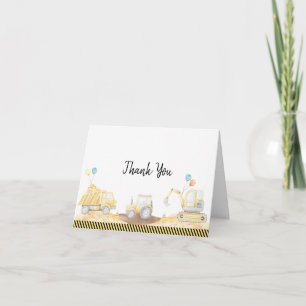 Construction Dump Truck Digger Birthday Thank You Card