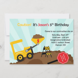 Construction Dump Truck Invitation