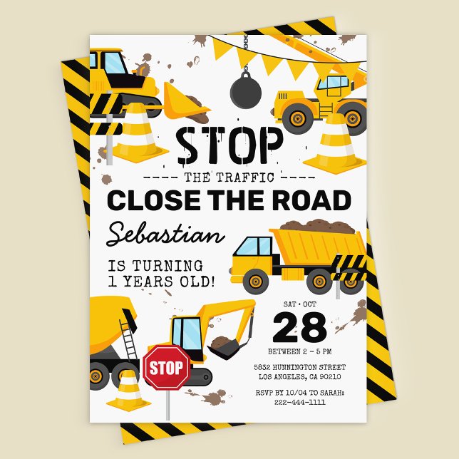 Construction Dump Truck Kids Birthday Party Invitation (Creator Uploaded)