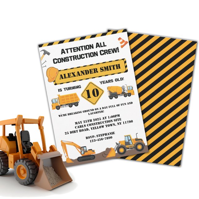 Construction Dump Truck Kids Birthday Party  Invitation (Creator Uploaded)
