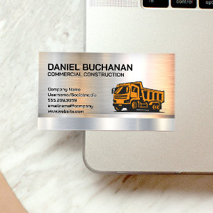 Construction Dump Truck Logo Metal Business Card