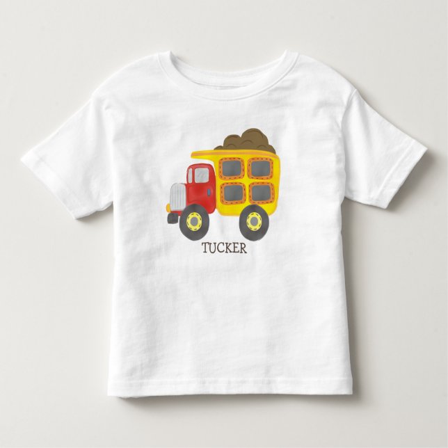 Construction Dump Truck Name Toddler T-Shirt (Front)
