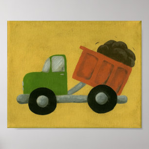 Construction Dump Truck Nursery Art Poster
