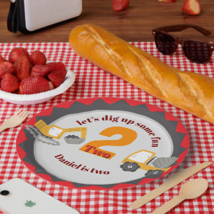 Construction Dump Truck Paper Plate
