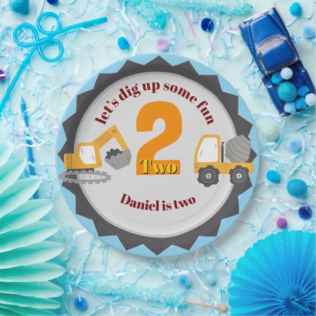 Construction Dump Truck Paper Plate (Party)