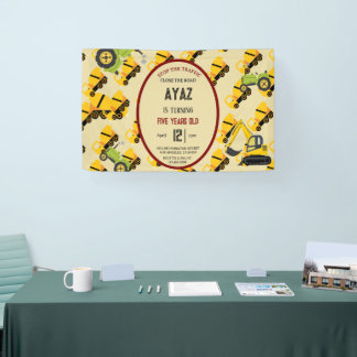 Construction Dump Truck Party Boy Birthday Banner