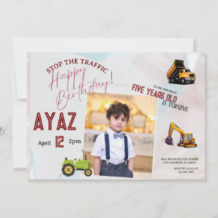 Construction Dump Truck Party Boy Birthday  Invitation