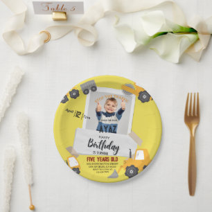 Construction Dump Truck Party Boy Birthday Paper Plate