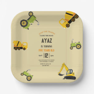Construction Dump Truck Party Boy Birthday  Paper Plate