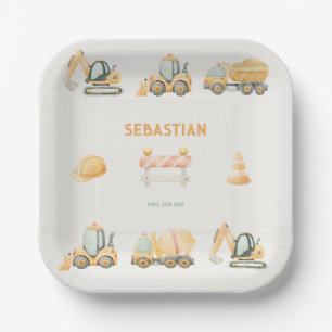Construction Dump Truck Party Boy First Birthday Paper Plate