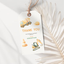 Construction Dump Truck Party Favor Tags