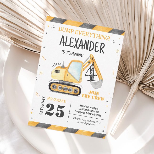 Construction Dump Truck Party Invitation (Creator Uploaded)