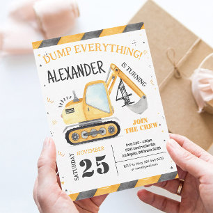 Construction Dump Truck Party Invitation