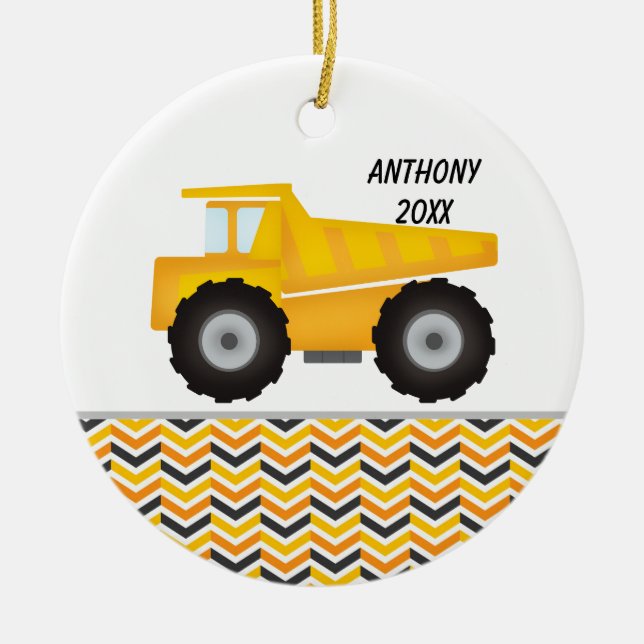 Construction Dump Truck Personalised  Ornament (Front)