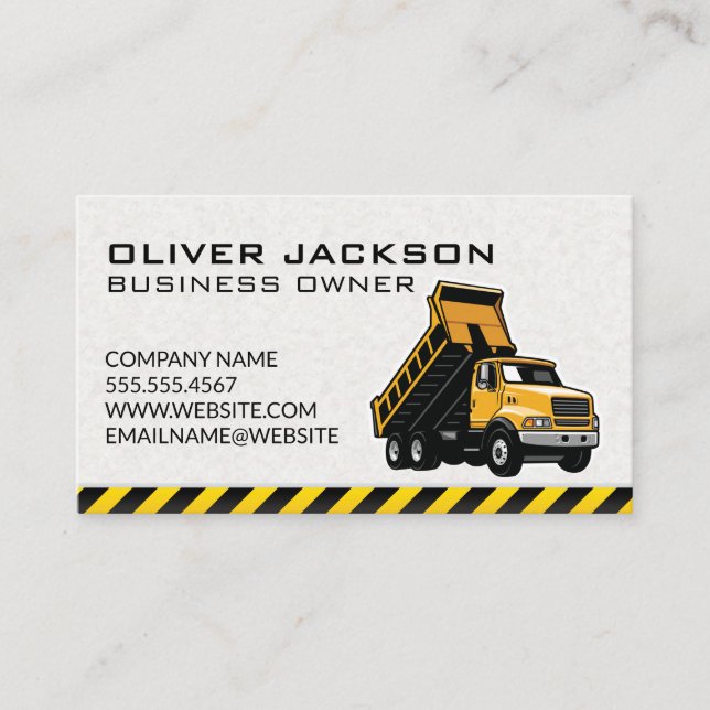 Construction | Dump Truck Unloading Material Business Card (Front)