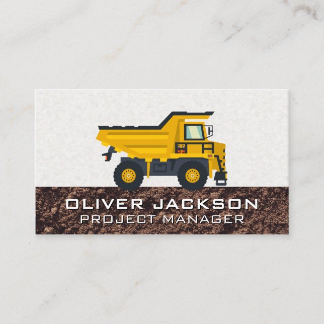 Construction Dump Truck Vehicle | Builder Business Card (Front)