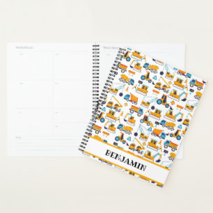 Construction Dump Truck Vehicles Personalised Kids Planner