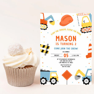 Construction Dump Truck Yellow 3rd Birthday Invitation