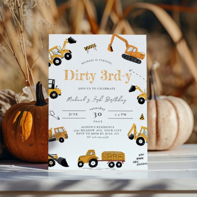 Construction Dump Trucks Birthday Invitation (Creator Uploaded)