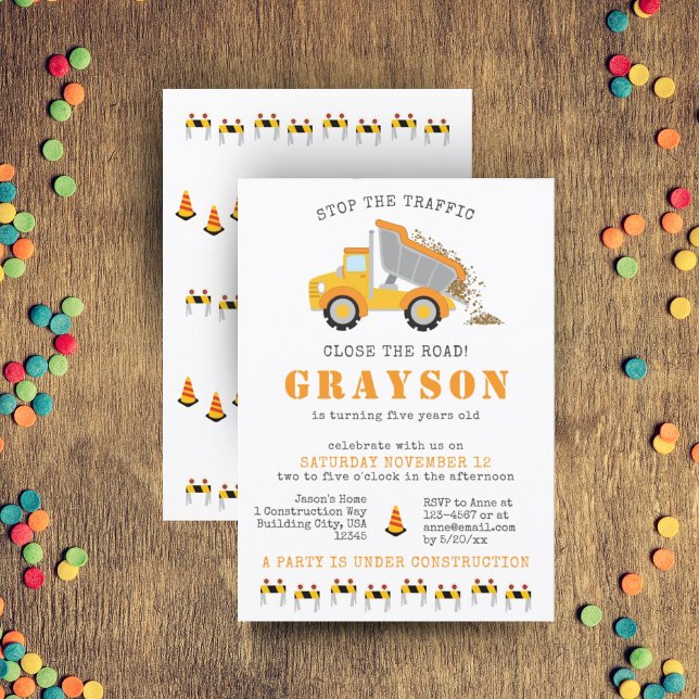 Construction Dump Trucks Boys Digger Party Photo Invitation (Construction Dump Trucks Boys Digger Party Photo Invitation)