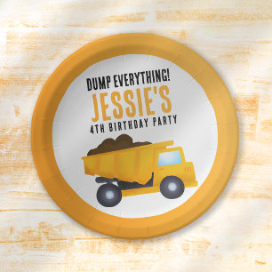 Construction Dumper Truck Birthday Paper Plate