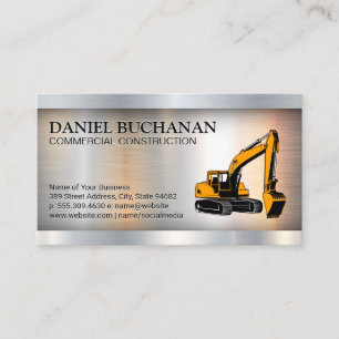Construction Earth Mover Vehicle   Metallic Business Card