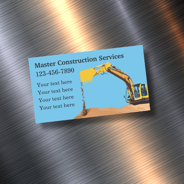 Construction Earth Moving Services Magnetic Business Card (Creator Uploaded)