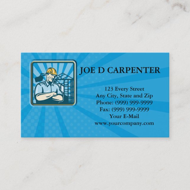 Construction Engineer Foreman Worker Business Card (Front)