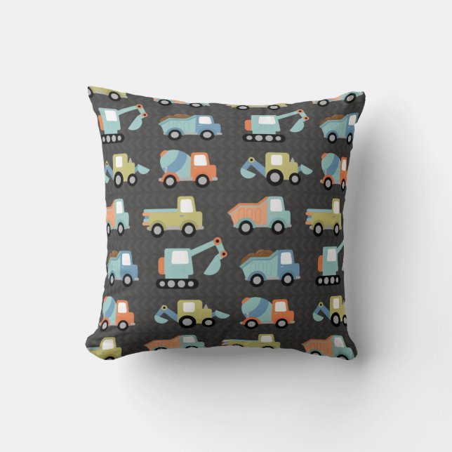 Construction Equipment Pattern Kids Room Cushion (Front)