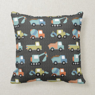 Construction Equipment Pattern Kids Room Cushion