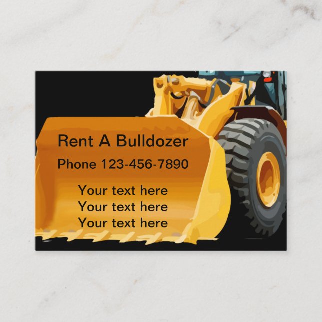 Construction Equipment Rental Business Card (Front)