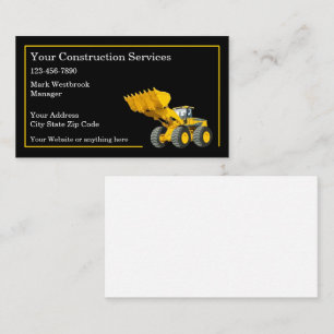 Construction Excavating Equipment Services Business Card