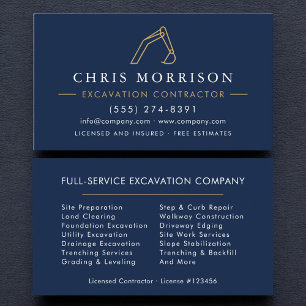 Construction Excavation Operator Contractor Business Card