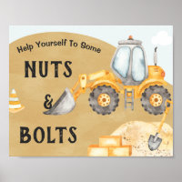 Construction Excavator 1st Birthday Party Sign