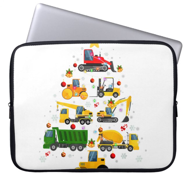 Construction Excavator Christmas Tree for Boys Gir Laptop Sleeve (Front)