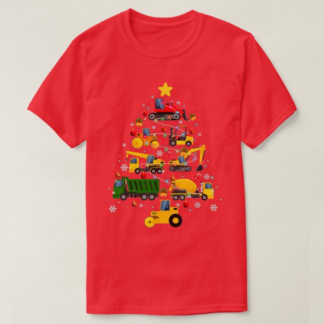 Construction Excavator Christmas Tree for Boys Gir T-Shirt (Design Front)