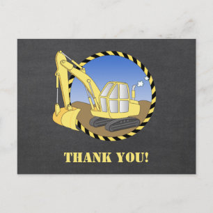 Construction Excavator Digger Thank You postcard