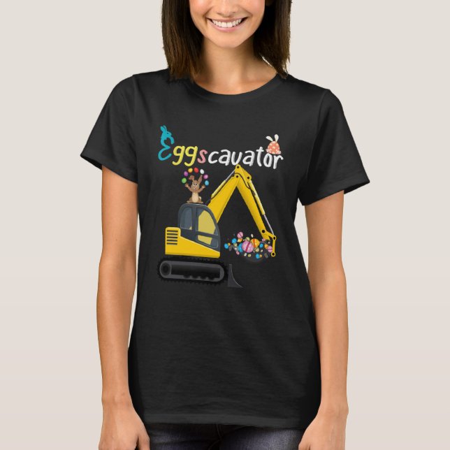 Construction Excavator Easter Day Egg Hunt for Boy T-Shirt (Front)