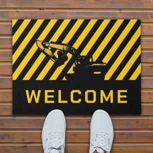 Construction Excavator Heavy Equipment Welcome Doormat