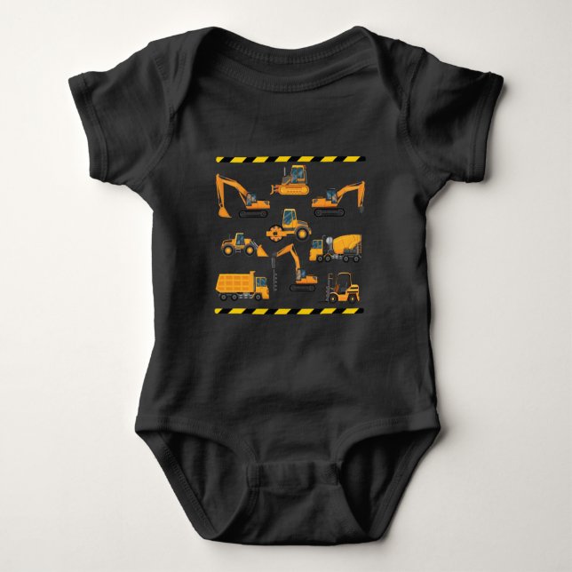 Construction Excavator operator Boy Kindergarten Baby Bodysuit (Front)