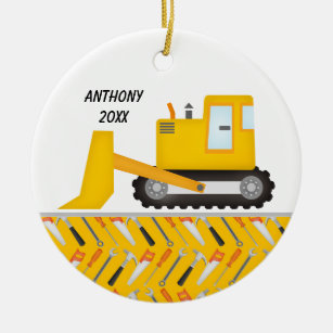 Construction Excavator  Personalized  Ornament