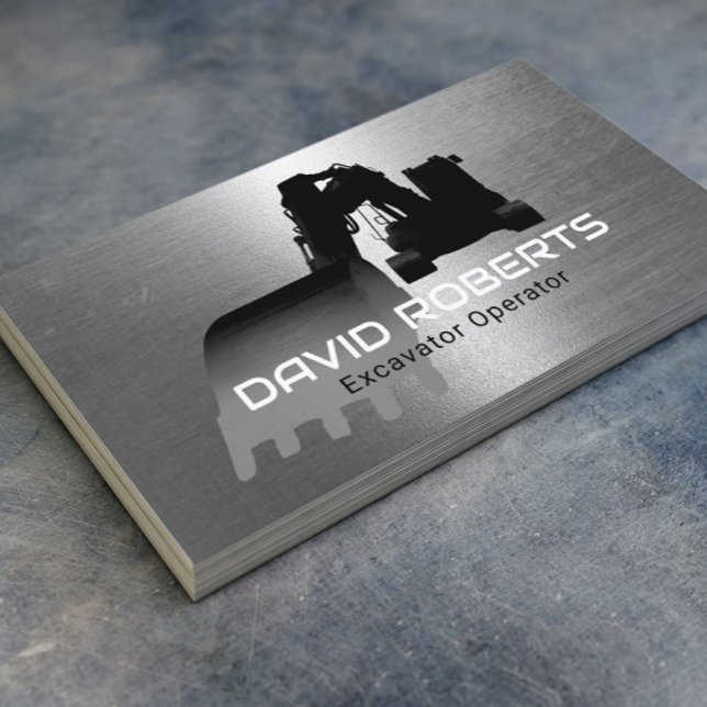 Construction Excavator Plant Operator Faux Metal Business Card (Creator Uploaded)