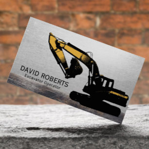Construction Excavator Plant Operator Metal Business Card